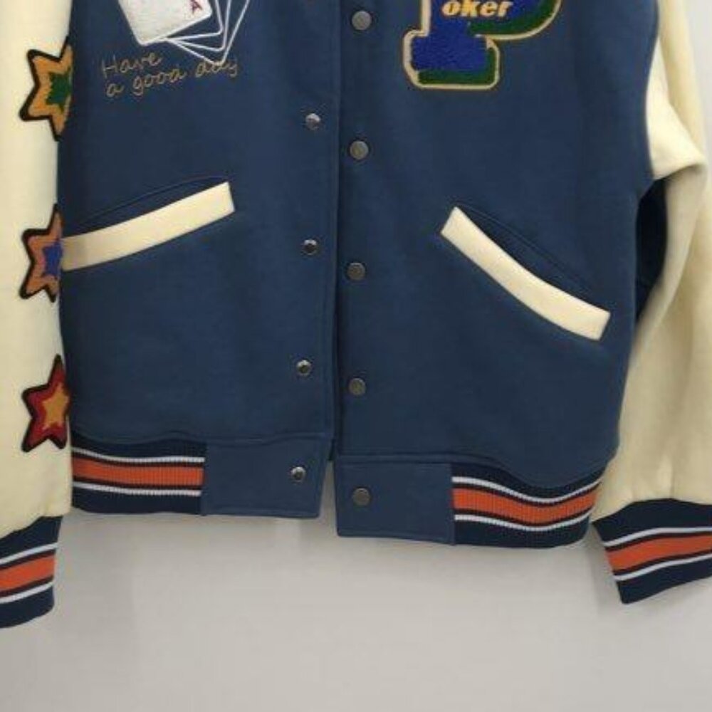 New Wave Men's Blue Varsity Jacket Size Small - Picture 2 of 6